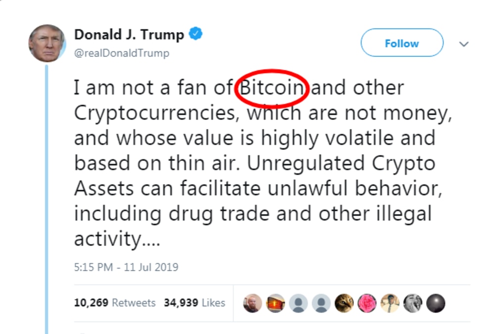 Donald Trump Tweet About Bitcoin