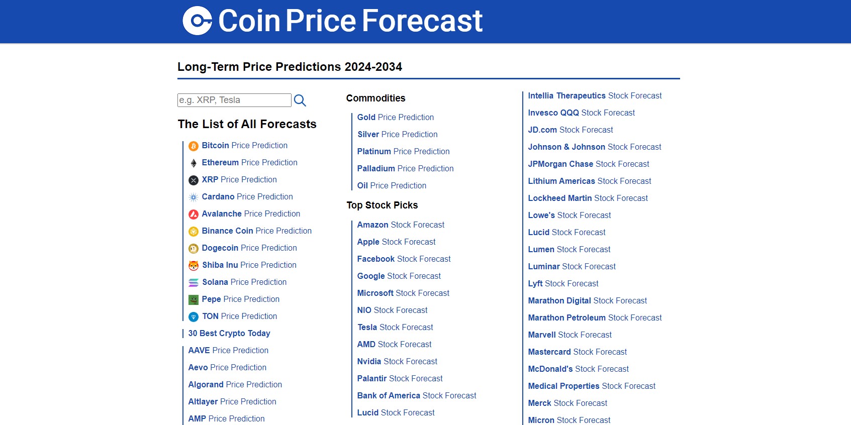 CoinPriceForecast Crypto Forecast Webpage