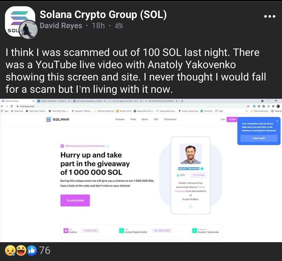 Solana Pay Scam victim